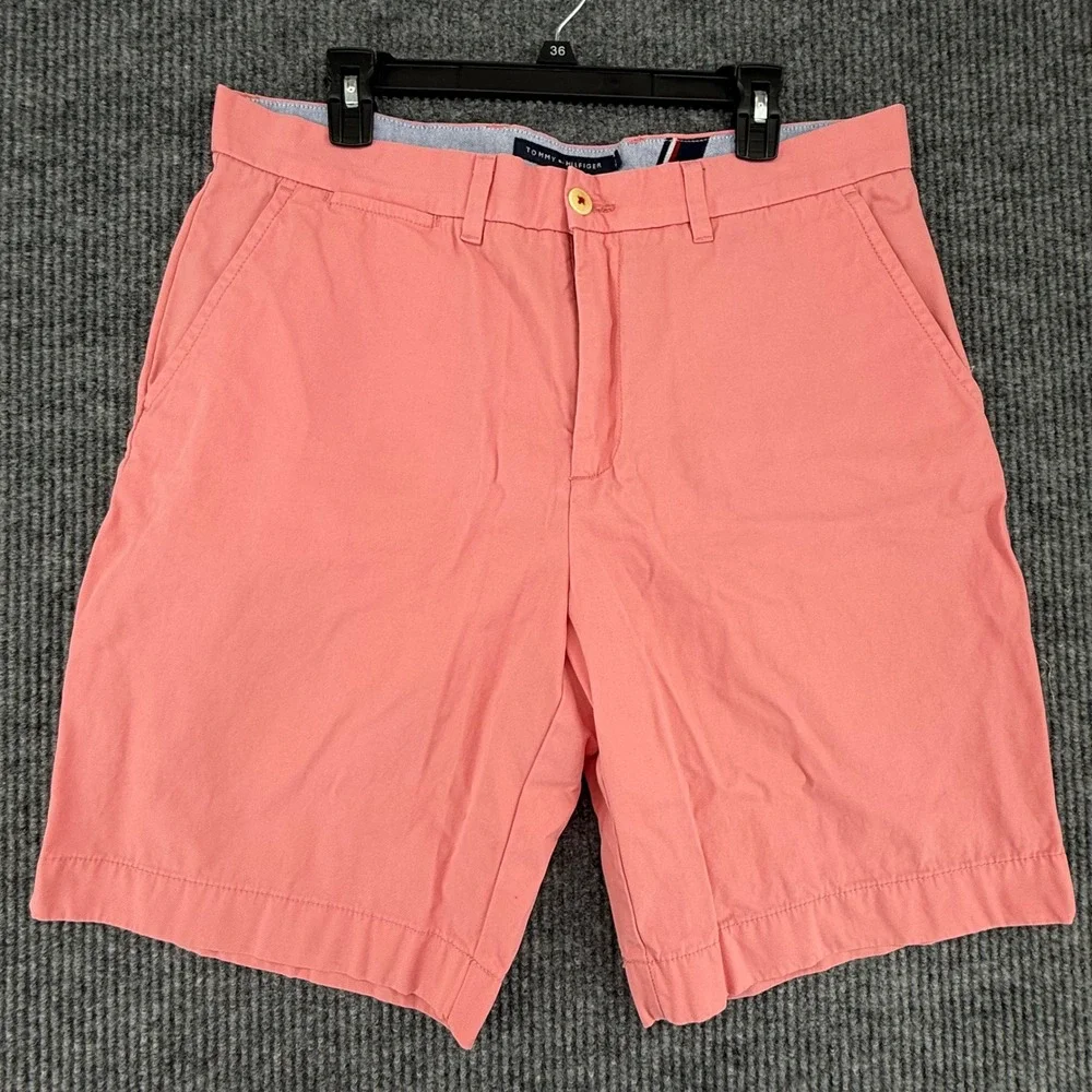 Tommy Hilfiger Chino Shorts Mens 36 Coral Pink‎ Excellent Classic Fit Cotton
